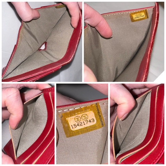 AUTHENTIC CHANEL Red Matelasse Patent Leather Interlocking C CC Quilted Wallet - Picture 16 of 16